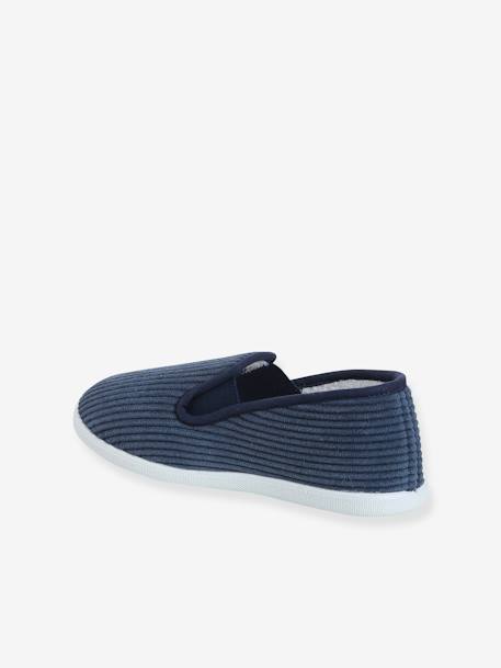 Elasticated Velour Slippers for Children grey+navy blue - vertbaudet enfant 