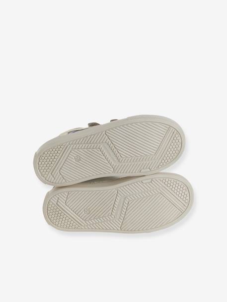 Baskets enfant fille cuir à scratchs blanc imprimé+écru - vertbaudet enfant 
