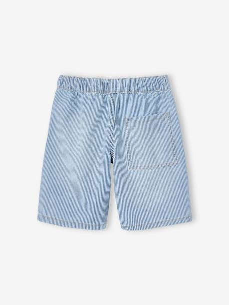 Bermuda garçon jean facile à enfiler bleu imprimé+denim gris+double stone+rayé bleu+stone - vertbaudet enfant 