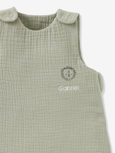 Gigoteuse été sans doublure en gaze de coton Bio*, personnalisable bleu grisé+corail+vert sauge - vertbaudet enfant 
