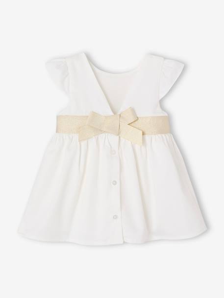 Occasion Wear Dress with Bow at the Back, for Babies white - vertbaudet enfant 