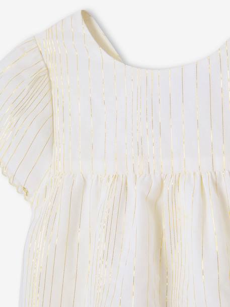 Striped Dress with Shimmery Thread + Matching Headband, Occasion Wear Outfit for Babies striped white - vertbaudet enfant 