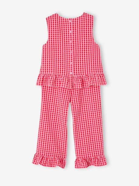 Ensemble fille blouse pantalon 7/8ème rose bonbon+vert sauge - vertbaudet enfant 