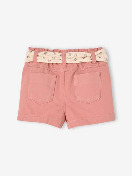 Paperbag Shorts with Belt for Babies grey green+rose - vertbaudet enfant 