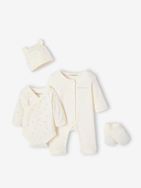 Ensemble naissance 4 pièces bébé spécial prématuré coffret cadeau écru - vertbaudet enfant 