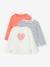 Lot de 3 t-shirts fille fantaisie manches longues anthracite+bleu grisé+corail+indigo+rose - vertbaudet enfant 