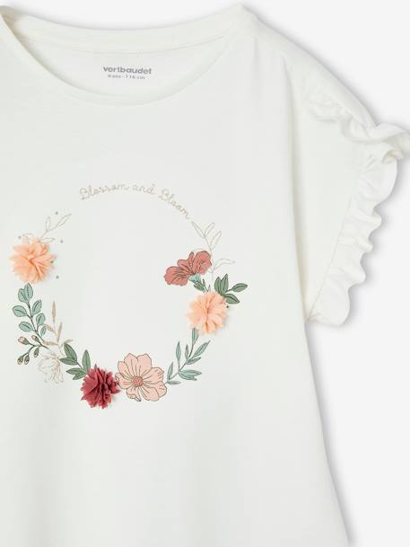 Occasion Wear T-Shirt with Floral Wreath, for Girls white - vertbaudet enfant 