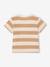Honeycomb Knit Striped T-Shirt for Babies cappuccino+tomato red - vertbaudet enfant 
