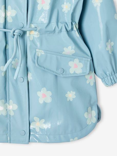Ciré fille à capuche motifs magiques bleu ciel+rose+sauge imprimé - vertbaudet enfant 