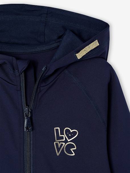 Technical fabric hooded sweatshirt and leggings set for girls navy blue - vertbaudet enfant 