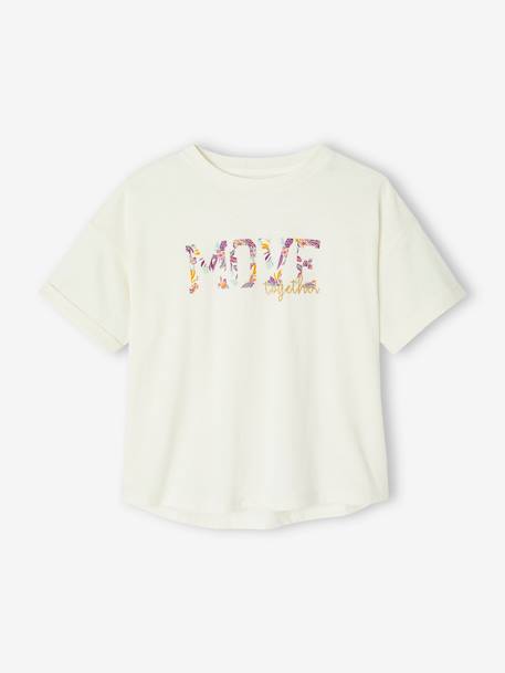 Girls' iridescent cycling shorts and t-shirt set lilac - vertbaudet enfant 