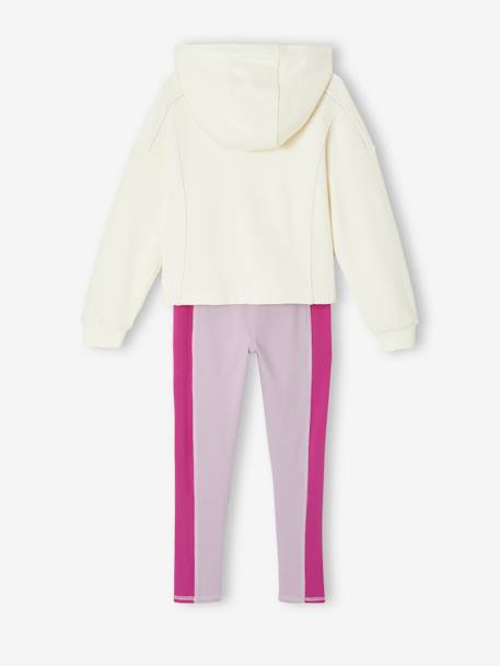 Girls' hooded sweatshirt and leggings sports set lilac - vertbaudet enfant 