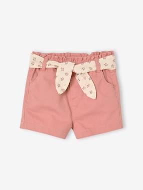 -Short bébé fille paperbag avec ceinture imprimée