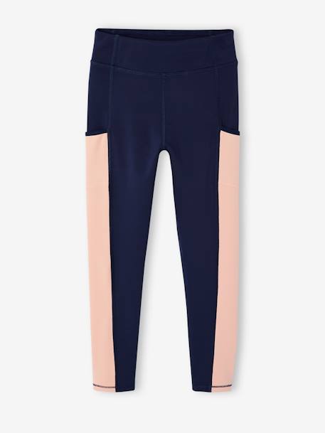 Technical fabric hooded sweatshirt and leggings set for girls navy blue - vertbaudet enfant 