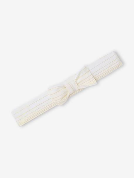 Striped Dress with Shimmery Thread + Matching Headband, Occasion Wear Outfit for Babies striped white - vertbaudet enfant 