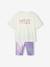 Girls' iridescent cycling shorts and t-shirt set lilac - vertbaudet enfant 