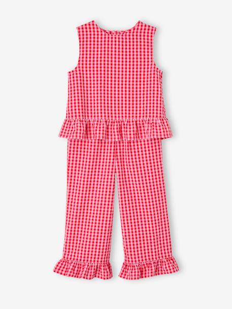 Ensemble fille blouse pantalon 7/8ème rose bonbon+vert sauge - vertbaudet enfant 