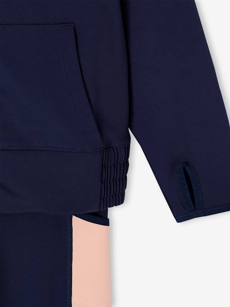 Technical fabric hooded sweatshirt and leggings set for girls navy blue - vertbaudet enfant 