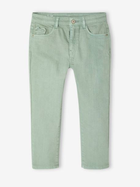 Pantalon slim fille morphologique large anthracite+rose poudré+vert sauge - vertbaudet enfant 