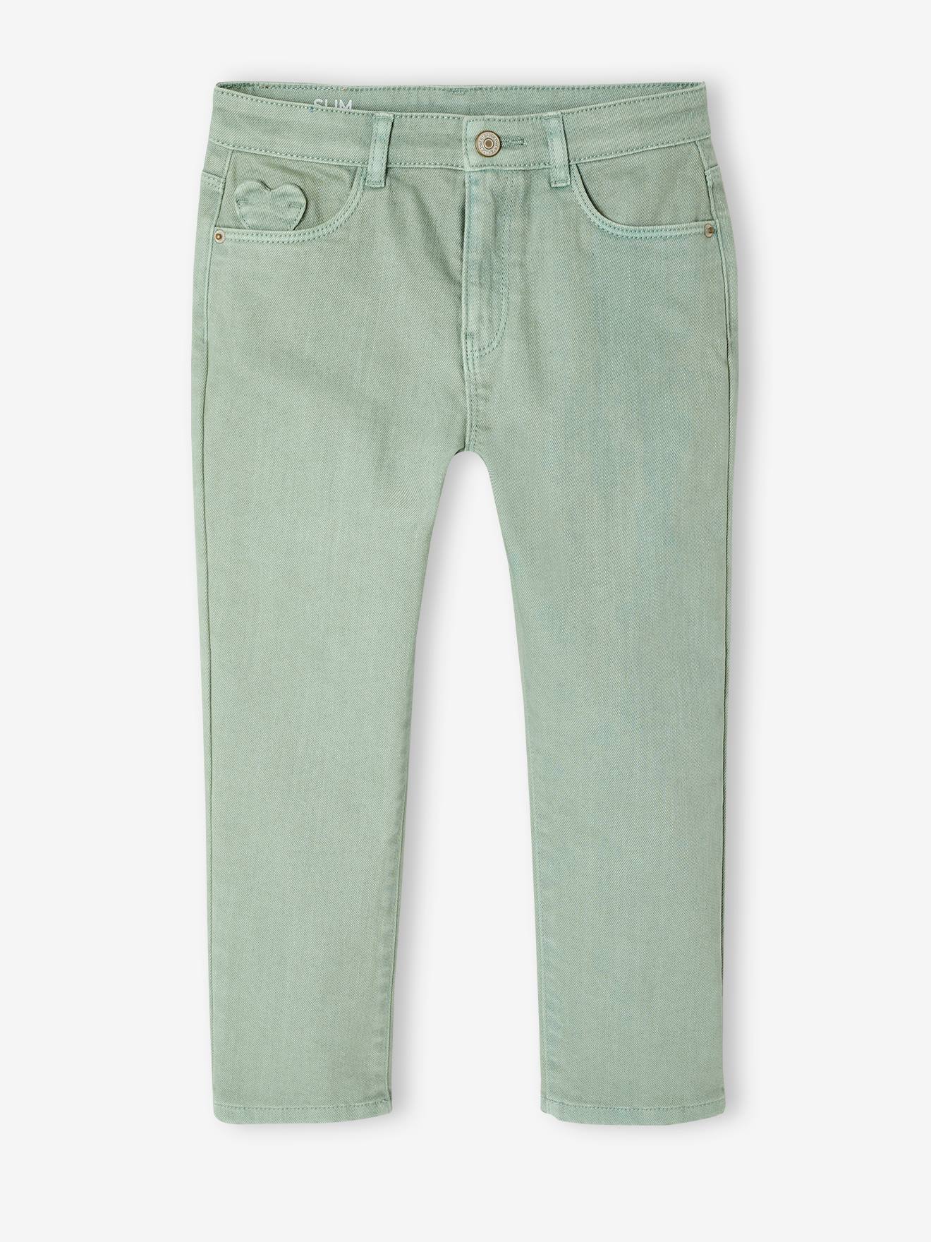 Pantalon Large Morphologique Pour Fille Vertbaudet - Taille Ajustable, Zip Et Pression, Jambes Larges, Poches Plaquées