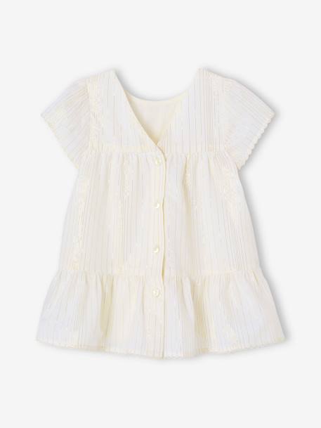 Striped Dress with Shimmery Thread + Matching Headband, Occasion Wear Outfit for Babies striped white - vertbaudet enfant 
