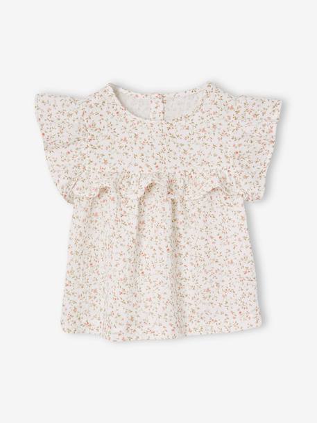 Cotton gauze blouse and shorts ceremony outfit for girls white - vertbaudet enfant 