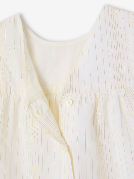 Striped Dress with Shimmery Thread + Matching Headband, Occasion Wear Outfit for Babies striped white - vertbaudet enfant 