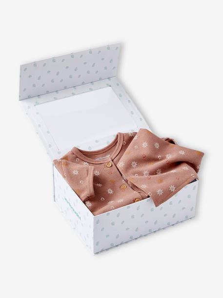 Newborn gift set with a romper and a honeycomb bib hazel - vertbaudet enfant 