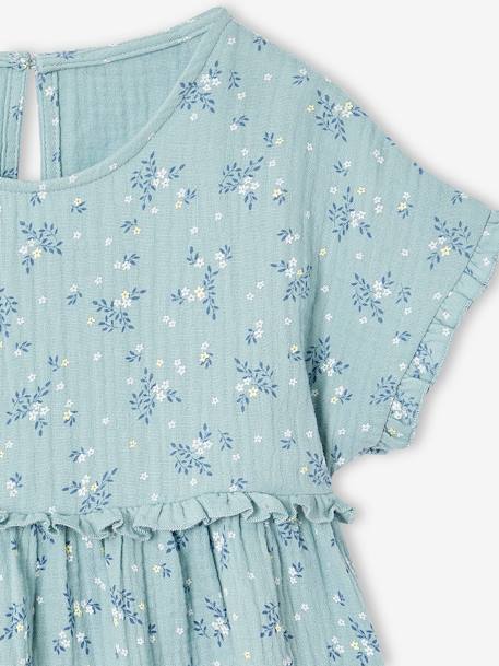 Printed cotton gauze blouse for girls beige+grey blue+vanilla - vertbaudet enfant 