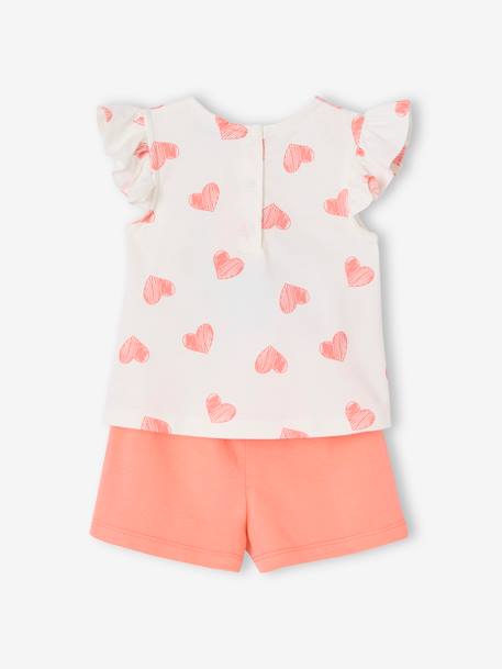 T-Shirt & Shorts Set for Babies, Minnie Hearts Disney® coral - vertbaudet enfant 