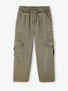 -Pantalon fille cargo facile à enfiler