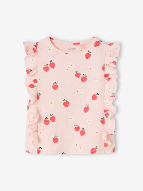 Frilly strawberry print T-shirt for girls pale pink - vertbaudet enfant 