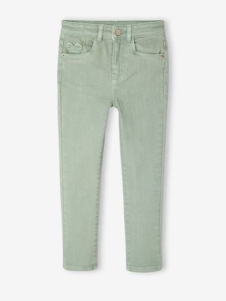 Pantalon fille slim morphologique fin anthracite+rose poudré+vert sauge - vertbaudet enfant 