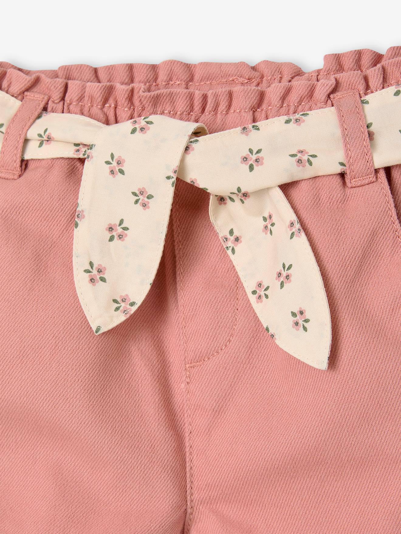 Paperbag Shorts with Belt for Babies - grey green, Baby