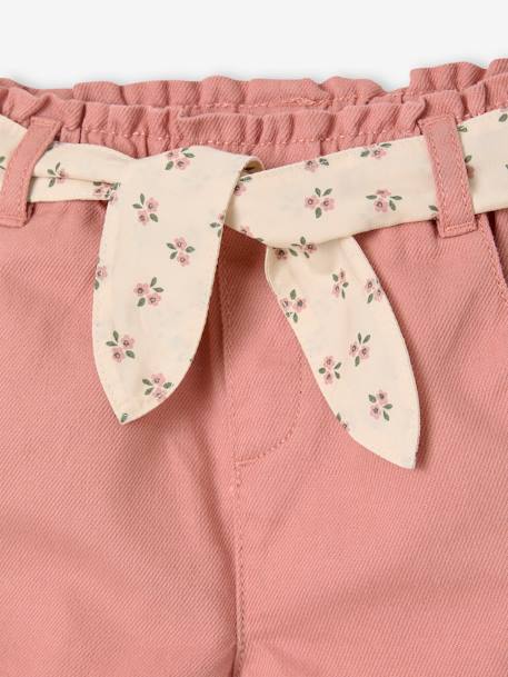 Paperbag Shorts with Belt for Babies grey green+rose - vertbaudet enfant 