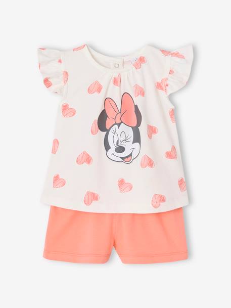 T-Shirt & Shorts Set for Babies, Minnie Hearts Disney® coral - vertbaudet enfant 