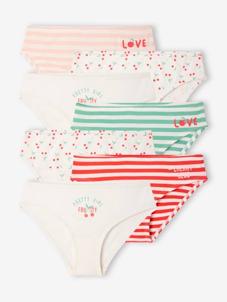 Pack of 7 Fancy Briefs for Girls ecru - vertbaudet enfant 
