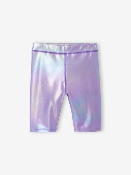 Girls' iridescent cycling shorts and t-shirt set lilac - vertbaudet enfant 