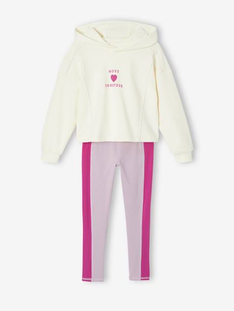 Girls' hooded sweatshirt and leggings sports set lilac - vertbaudet enfant 