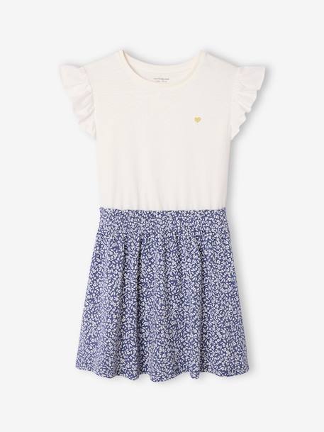 Robe fille effet 2 en 1 écru+indigo+rayé rose+rose pâle - vertbaudet enfant 