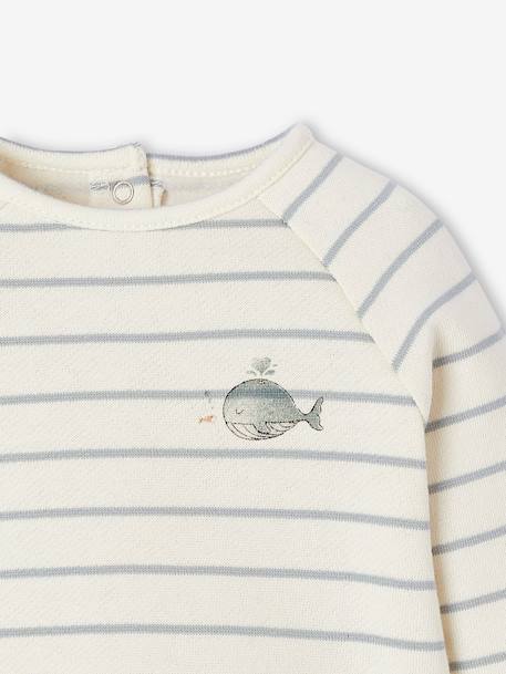 Ensemble bébé sweat et pantalon BEIGE CLAIR RAYE+rose pâle - vertbaudet enfant 