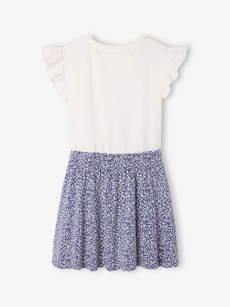 Robe fille effet 2 en 1 écru+indigo+rayé rose+rose pâle - vertbaudet enfant 