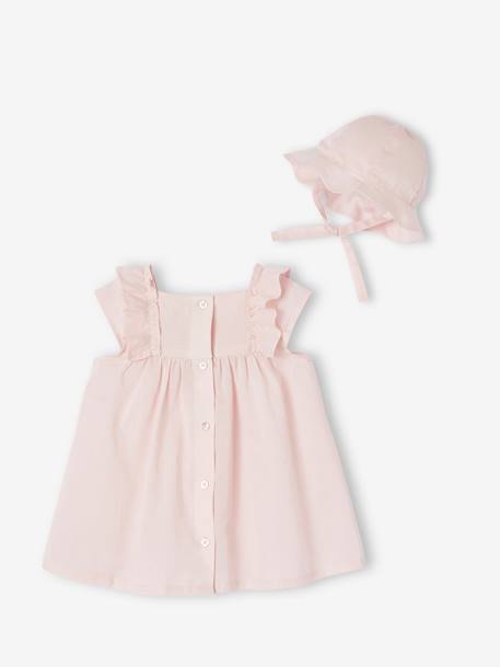 Baby girl dress and bonnet set pale pink - vertbaudet enfant 