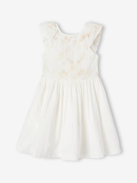 Occasion Wear Dress with Embroidered Iridescent Flowers, for Girls white - vertbaudet enfant 