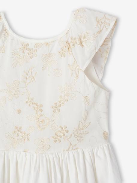 Occasion Wear Dress with Embroidered Iridescent Flowers, for Girls white - vertbaudet enfant 