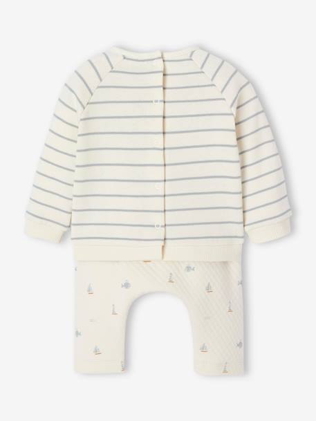 Ensemble bébé sweat et pantalon BEIGE CLAIR RAYE+rose pâle - vertbaudet enfant 