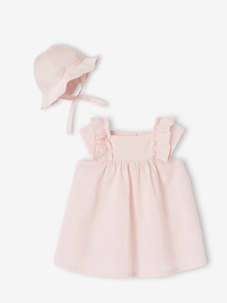 Ensemble robe et capeline bébé fille coffret cadeau rose pâle - vertbaudet enfant 