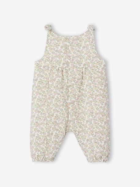 Combinaison bébé naissance en gaze de coton beige+blanc+écru+tilleul imprimé - vertbaudet enfant 