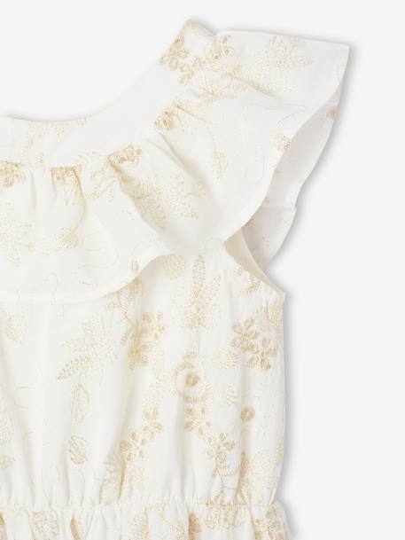 Occasion Wear Playsuit with Iridescent Flowers for Girls white - vertbaudet enfant 