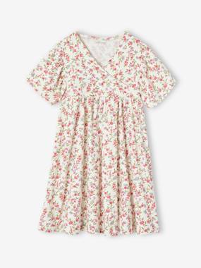 Robe à fleurs encolure cache coeur fille - vertbaudet enfant Fille-Robe à fleurs encolure cache coeur fille